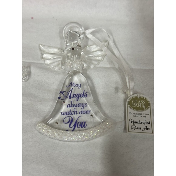 Angel And Cross Glass Blown Christmas Ornaments Swarovski Crystals Lot Of Two - Picture 5 of 9